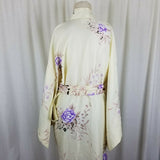 Vintage MARUKYO Kimono Wrap Maxi Robe Purple Made in Japan Asian Cosplay 57” Tie