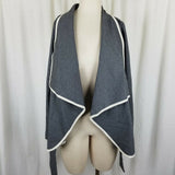 Terminal D Belted Wool Open Front Wrap Jacket Womens L Belt Tie Sash Wide Lapel