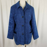 Stephanie Andrews Vegan Wool Mottled Woven Textured Blazer Jacket Womens 12