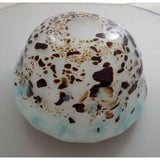 HAND BLOWN GLASS ART Decorative BOWL MURANO STYLE Weighted Blues Browns White