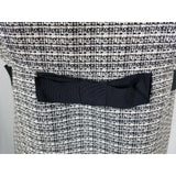 Jones Wear Dress Black & White Woven Mottled Tweed Belted Empire Waist Womens 14