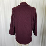 JG Hook Double Breasted Winter Wool Military Short Peacoat Coat Womens 2P Maroon