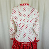 Vintage Handmade Red Polka Dots Dress Drop Waist Gathered Twirl Skirt Womens S