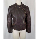 Paparazzi Vegan Leather Moto Jacket Womens L Brown Envelope Asymmetrical Closure