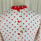Vintage Handmade Red Polka Dots Dress Drop Waist Gathered Twirl Skirt Womens S