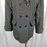 Vintage Eddie Bauer Double Breasted Mottled Wool Tweed Peacoat Womens L Car Coat