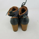 LL Bean Wedge Platform Lace Up Fabric Ankle Boots Womens 8 M Winter Fashion Snow