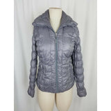 Kenneth Cole Quilted Down Puffer Parka Jacket Womens XS Silver Metallic Gray