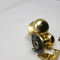 Vintage SCHLAGE Bright Brass Door Knob Passage Set Mid Century to 1980's No Lock