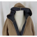 Gap Hooded Felted Wool Belted Tie Wrap Sweater Jacket Womens S Swing Oatmeal Tan