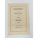 Annual Report Municipal Officers Town of Hiram Maine Dec 1972 Cumberland County