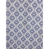 Vintage Kresge Jupiter Woven MCM Design FABRIC Blue White 1.75 + yards Medallion