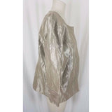 Victor Costa Occasion Gold Metallic Jacket 3/4 Sleeves Snap Up Shimmer Womens L