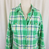 LL Bean Signature Plaid Button Up Shirt Dress Conversion Sleeve Summer Womens 2