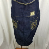 Apple Bottoms Denim Blue Jean Wiggle Bodycon Halter Summer Sun Dress Womens 18
