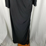 Black Side Ruched Stretch Faux Wrap Maxi Dress Lace Accents Womens 2X Plus Size