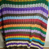 Vintage Crochet Striped Rainbow Afghan Grandma Blanket Handmade 50x78 Twin Full