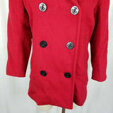 Talbots Double Breasted Red Winter Wool Military Short Peacoat Jacket Womens 2P