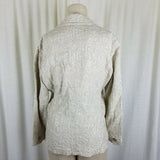 Gui Italy Linen Flax Eyelet Lace Look Woven Button Blazer Jacket Womens 8 Tan