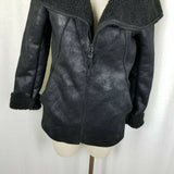 Unplugged Museum Brand Jacket Rancher Bomber Faux Shearling Womens S Black Coat