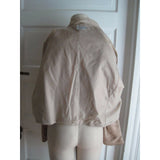 Filene's Cow Split Leather Cropped Open Front Stand Up Collar Jacket Womens sz L