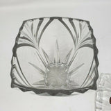 Gorham Lead Crystal Cut Glass Square Lidded Heavyweight Biscuit Cookie Jar Clear