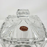 Gorham Lead Crystal Cut Glass Square Lidded Heavyweight Biscuit Cookie Jar Clear