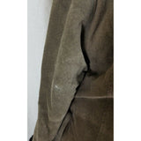 Vintage Suede Leather Deep Pile Faux Fur Lined Belted Hooded Wrap Coat Womens L