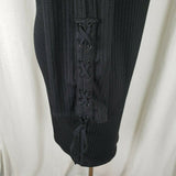 Vince Camuto Black Ribbed Grommets Lace Up Sleeves Sheath Mini Dress Womens S