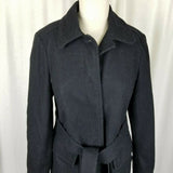 Gap Wool Blend Belted Tie Sash Trench Coat Peacoat Womens M Charcoal Gray