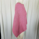 Space Age Ribbed Cable Knit Sweater Cape Poncho Womens S Rose Pink Asymmetrical
