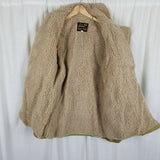 Sears Sportswear Vegan Faux Shearling Suede Western Peacoat Car Coat Mens 40 Tan