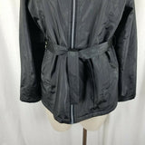 Original Supreme Quality PVC Vegan Faux Fur Collar Belted Tie Jacket Womens L