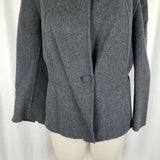 Talbots Wool Funnel Neck Single Button Blazer Jacket Womens 12 Charcoal Gray