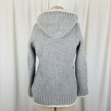 LL Bean Hooded Shearling Lined Wool Toggle Knit Sweater Jacket Cardigan Womens S