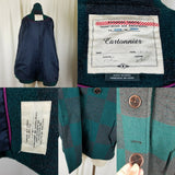 Anthropologie Cartonnier Green Plaid Poncho Cape Swing Peacoat Jacket Womens M