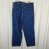 LL Bean Relaxed Fit Plaid Flannel Lined Insulated Denim Blue Jeans Mens 36 36x29
