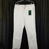 LL Bean 1912 Classic Fit White Denim Jeans Womens 16 NWT American Made Fabric