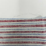 Screenprinted Striped Cotton Fabric Vintage 1 yard Red Blue White Pinstripes Red