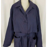 London Fog Cape Top Insulated Belted Buckle Spy Trench Coat Womens 12 Purple
