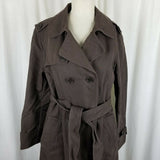 Gap Canvas Belted Tie Sash Midi Trench Coat Peacoat Womens L Chocolate Brown