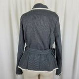 Terminal D Belted Wool Open Front Wrap Jacket Womens L Belt Tie Sash Wide Lapel