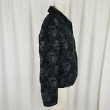 Gloria Vanderbilt Floral Embroidered Tapestry Button Up Black Jacket Womens S