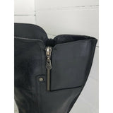 G by Guess Black Leather Boots Womens 7 Tall Knee High Zip Up Buckles Riding