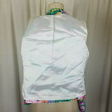 Margaret Smith Ruched Floral Designer Boutique Open Front Jacket Blazer Women 8