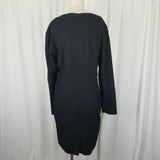 Laura Ashley Vintage Black Wool Crepe Little Black Dress Womens 12 Great Britain