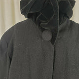 Smiley's Black Winter Wool Long Maxi Skater Peacoat Womens M L Velvet Collar