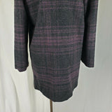 Paul Levy Purple Plaid Mohair Wool Midi Peacoat Womens M  L Vintage 80s Black