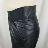 Wilsons Leather Fitted Sexy Black Pencil Skirt Womens 6 Stretch Waist Biker Knee