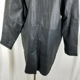 Vintage Workers For Freedom London Black Leather Double Breasted Coat Womens 16